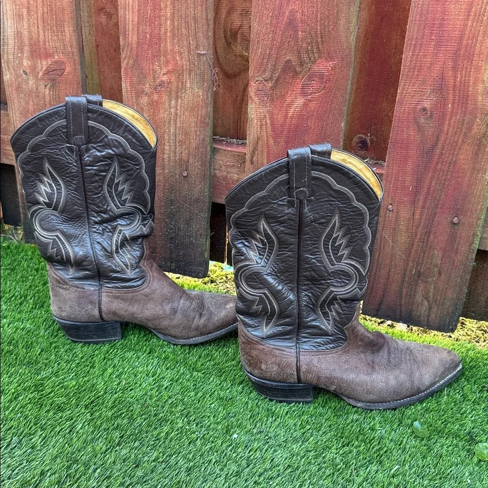 Tony Lama Black and Brown Western Cowboy Boots Size 10
